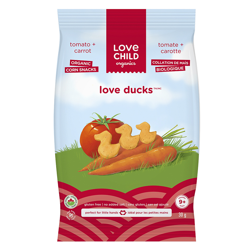 Love Child Organics Love Ducks Corn Snacks - Tomato + Carrot - 30g