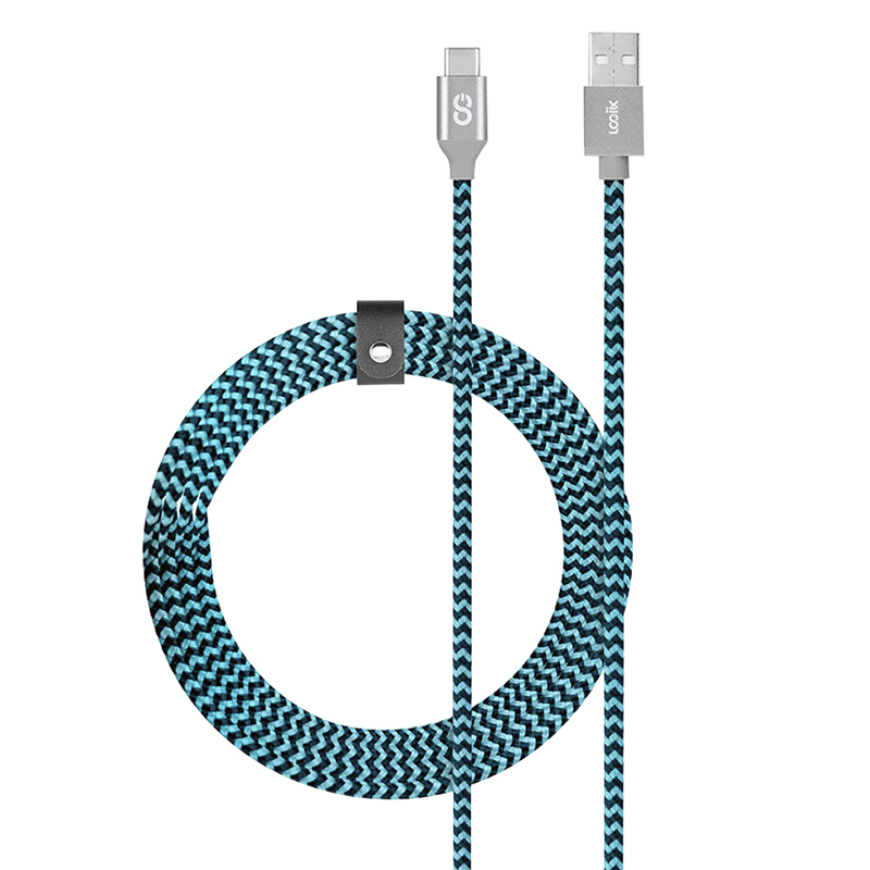 Logiix Piston Connect Braided USB-C Cable - Blue/Black - LGX12656