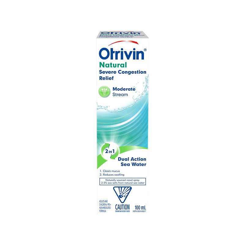 Otrivin Natural Severe Congestion Relief Moderate Stream Nasal Spray - 2 in 1 Sea Water - 100ml