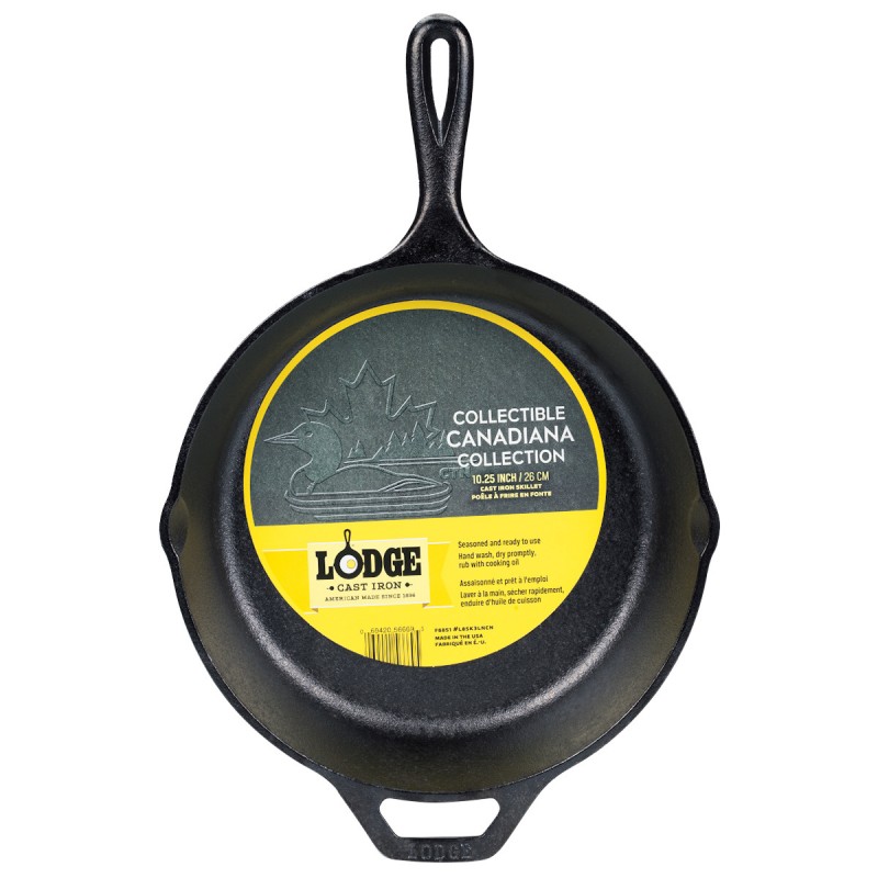 Lodge Cast-Iron Skillet with Loon Imprint - Black - 10.25-inch
