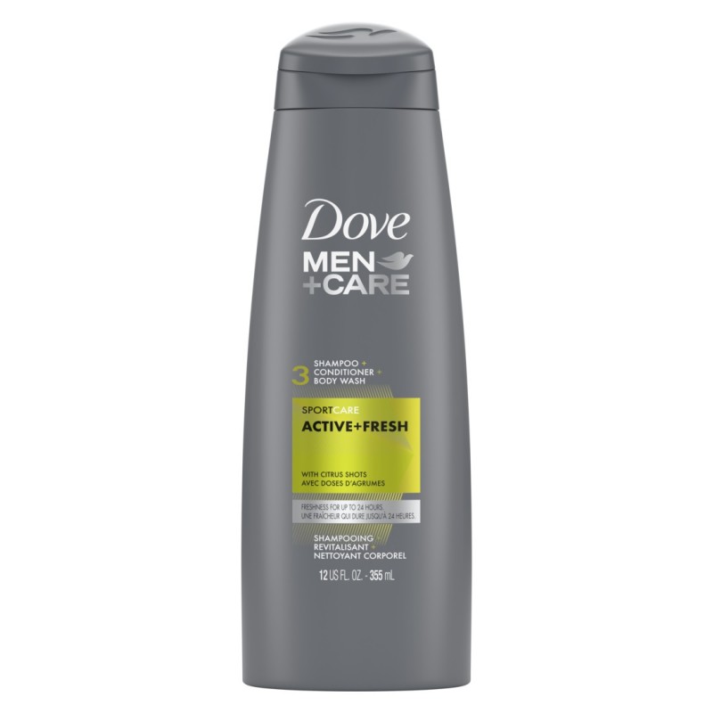 Dove Men+Care 3 Shampoo Conditioner Deodorizer - Active +Fresh - 355ml