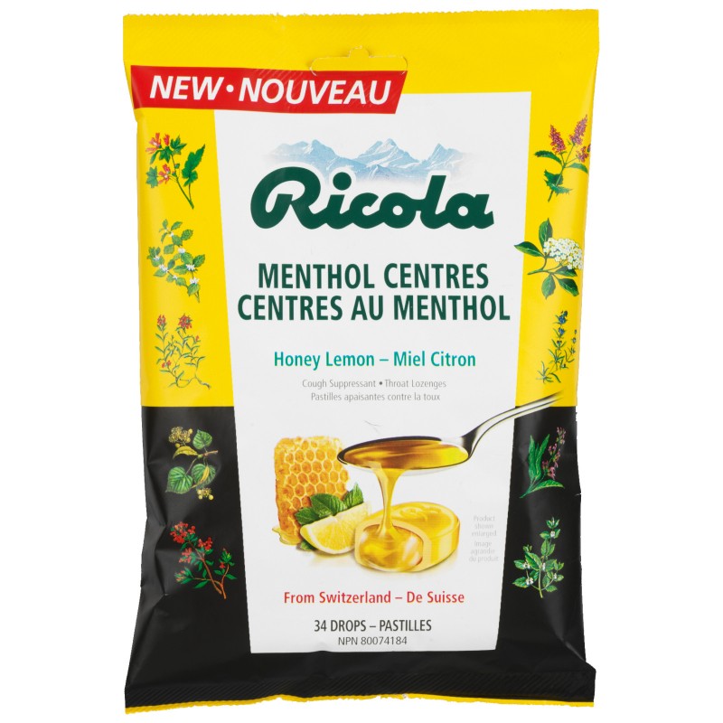 Ricola Menthol Centres - Honey Lemon - 34s