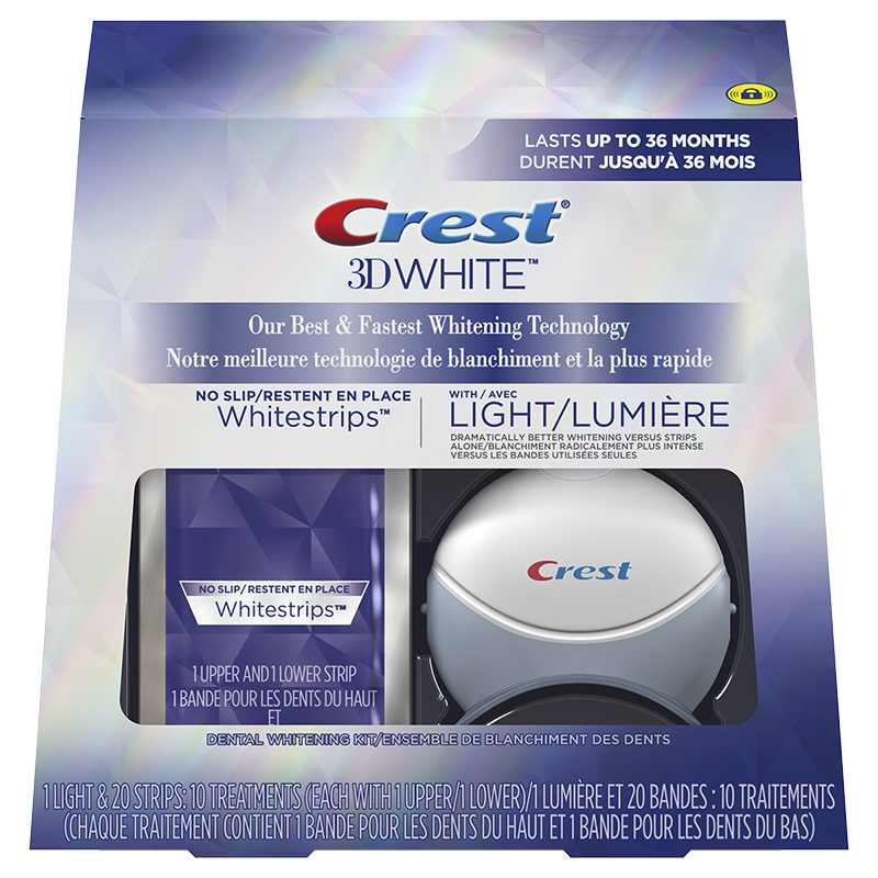 Crest 3D White Strips Dental Whitening Kit with Light - 10 ...