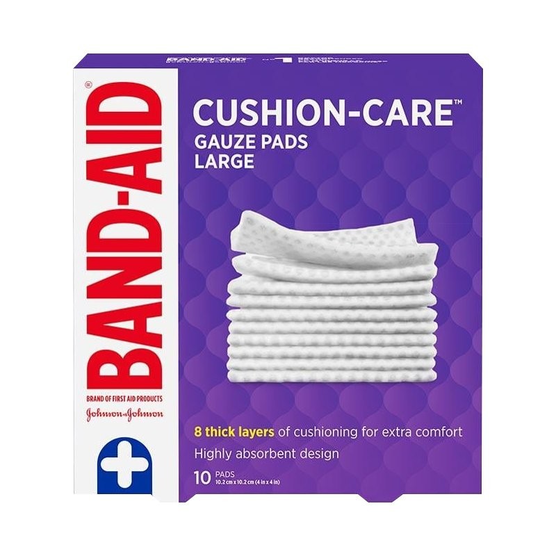 BAND-AID Cushion-Care Gauze Pads - 10.2 x 10.2 cm - Large - 10's