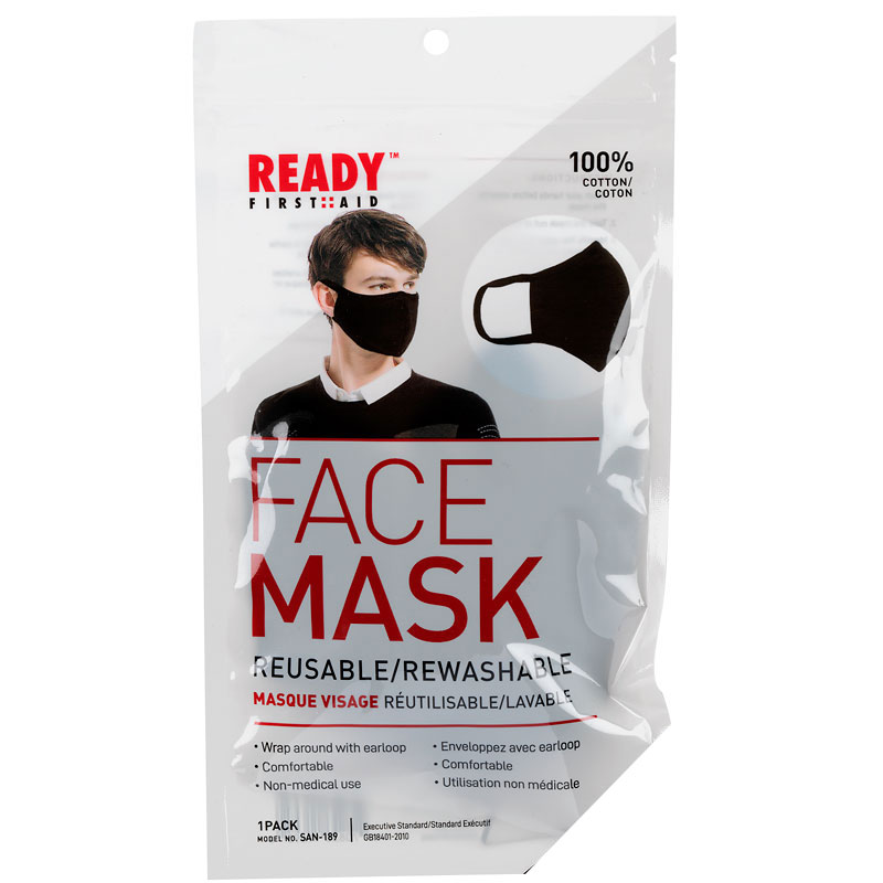 Ready First Aid Reusable Face Mask - Black - Medium