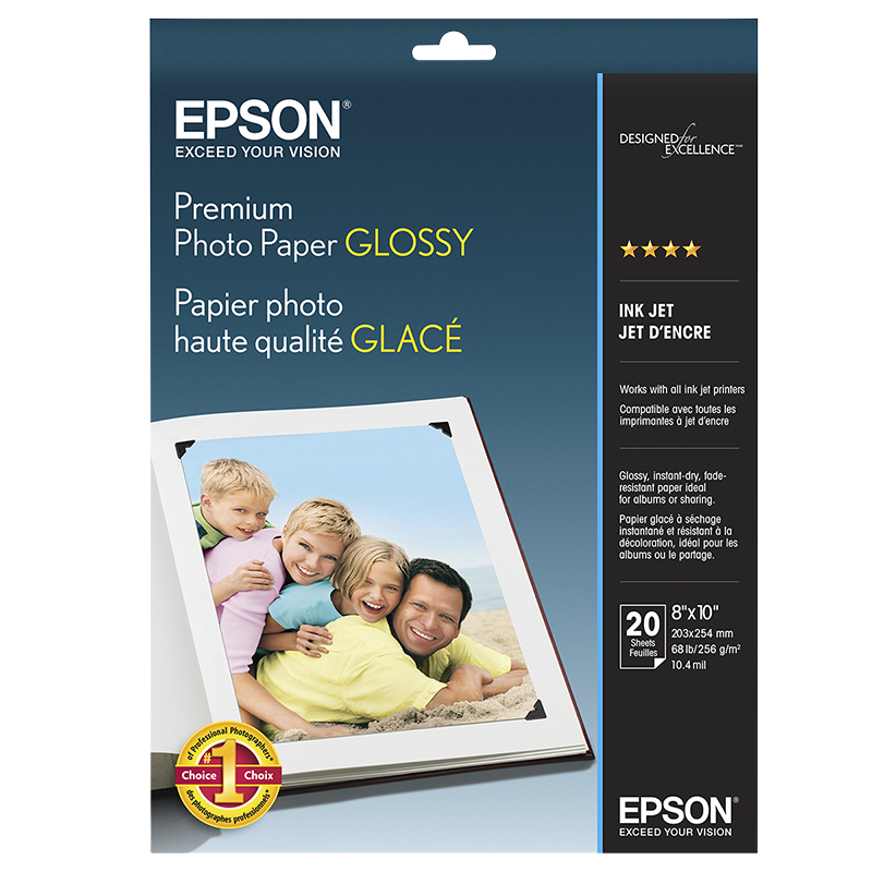 Epson Premium Photo Paper Glossy - 8 x 10inch - 20 Sheets - S041465