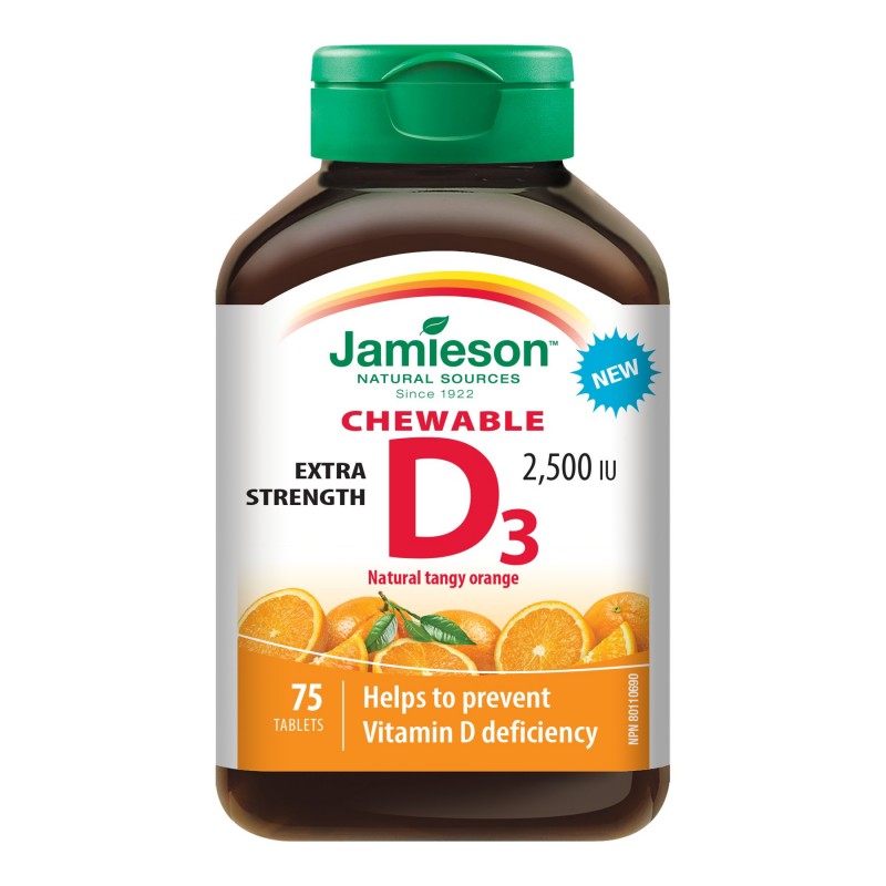 Jamieson Chewable Vitamin D3 2,500 IU - Natural Tangy Orange - 75s