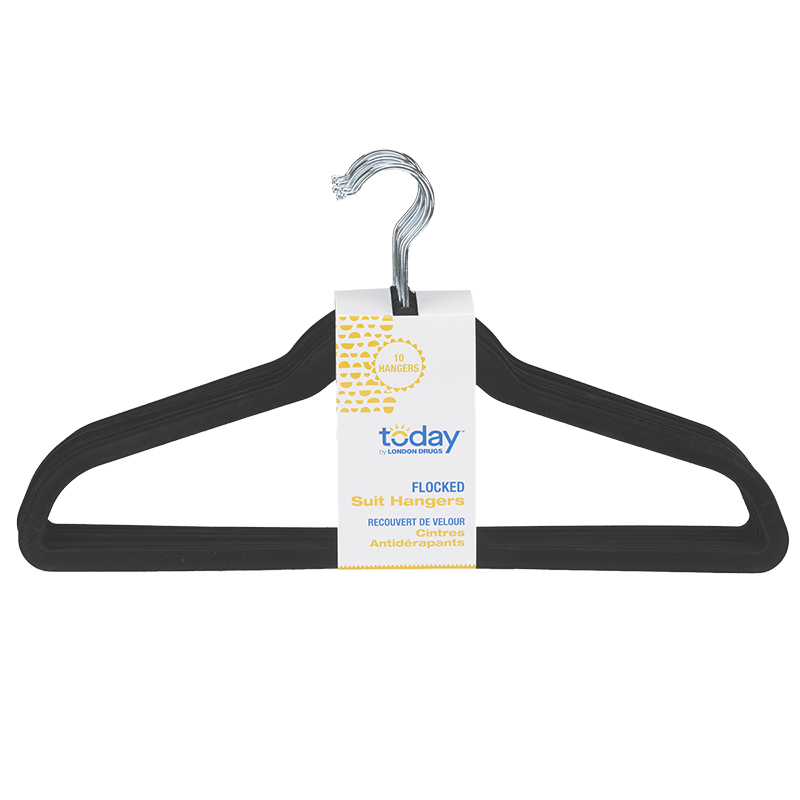 Today by London Drugs Flocked Suit Hanger - Black - 10pk
