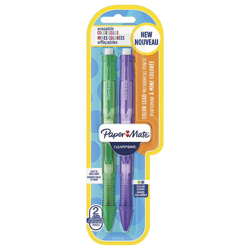 Papermate Clearpoint Pencils - Purple & Green - 2's