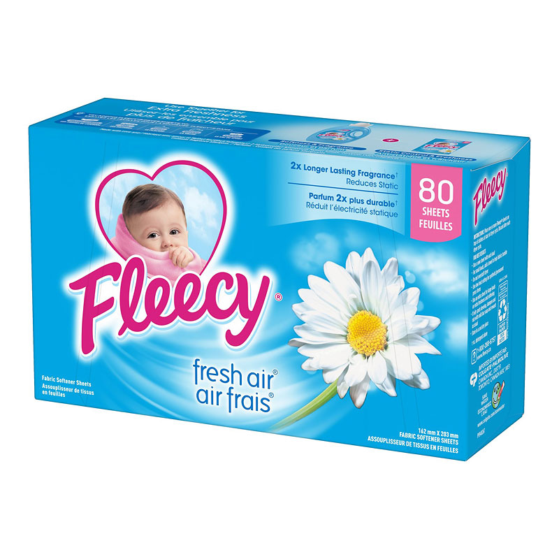 Fleecy Fabric Softener Sheets - Fresh Air - 80s