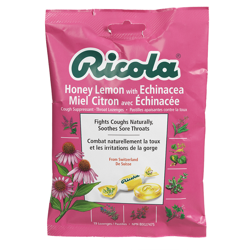 Ricola Cough Suppressant Throat Lozenges - Echinacea Honey Lemon - 75g