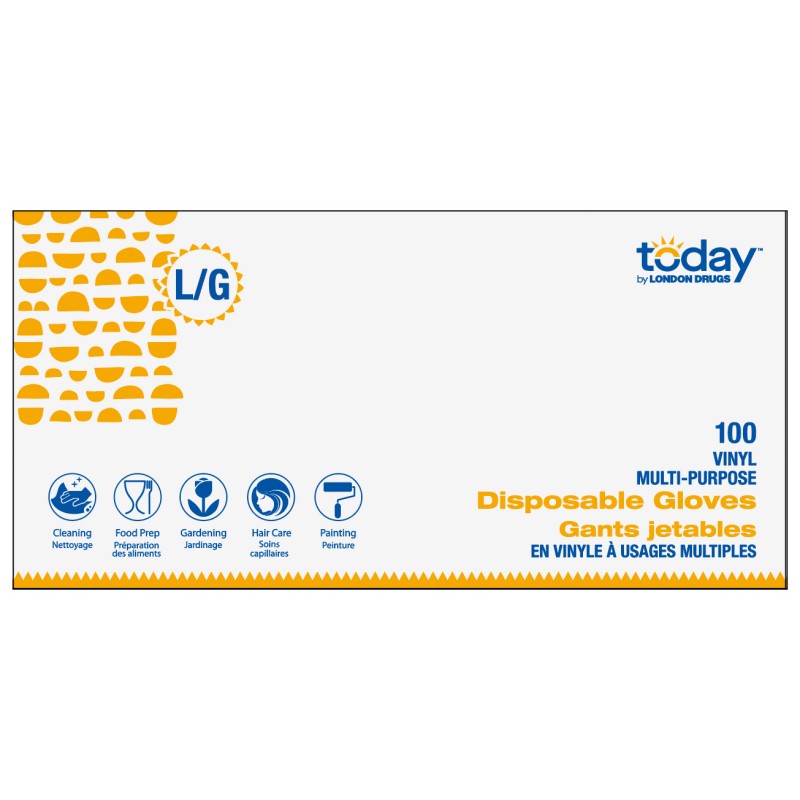 Today by London Drugs Disposable Vinyl Gloves - 100's - Large
