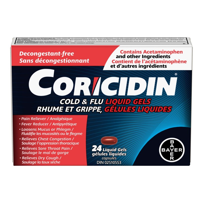 Coricidin Cold & Flu Liquid Gel Capsules - 24's