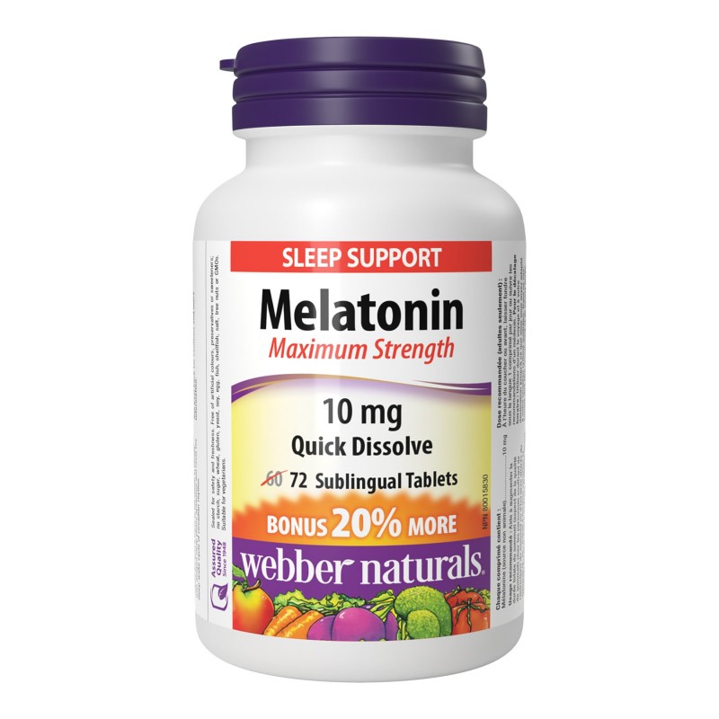Webber Naturals Maximum Strength Melatonin Sublingual Tablets - 10 mg - 72's