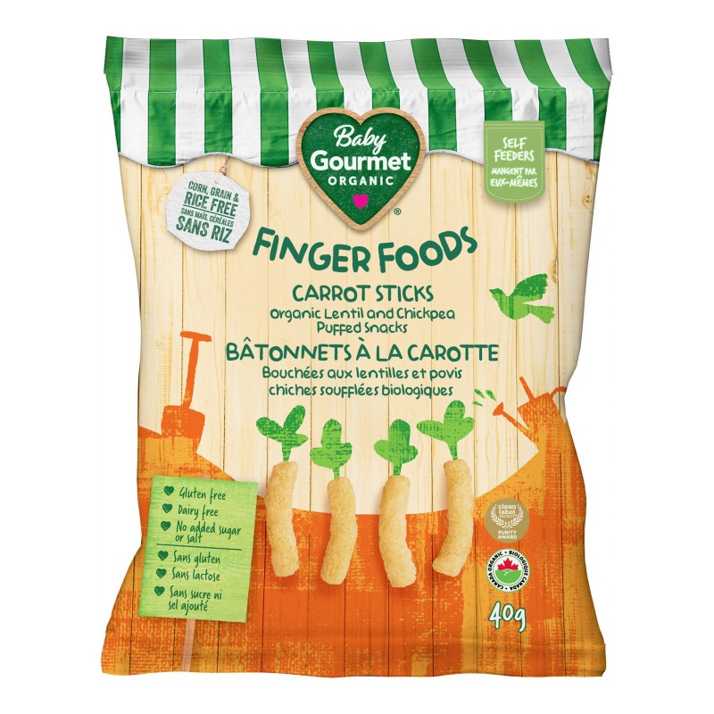 Baby Gourmet Finger Foods Lentil and Chickpea Puffs - Carrot Sticks - 40g