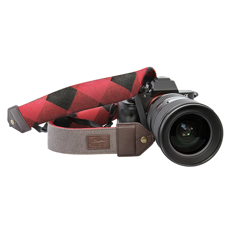 Roots 73 Flannel Collection DSLR Camera Strap - Grey/Red Flannel - RGSTRAP