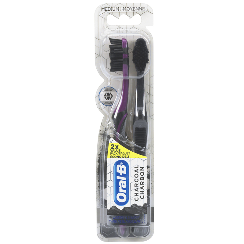 Oral-B Charcoal Whitening Therapy Toothbrush - Medium - 2 Pack