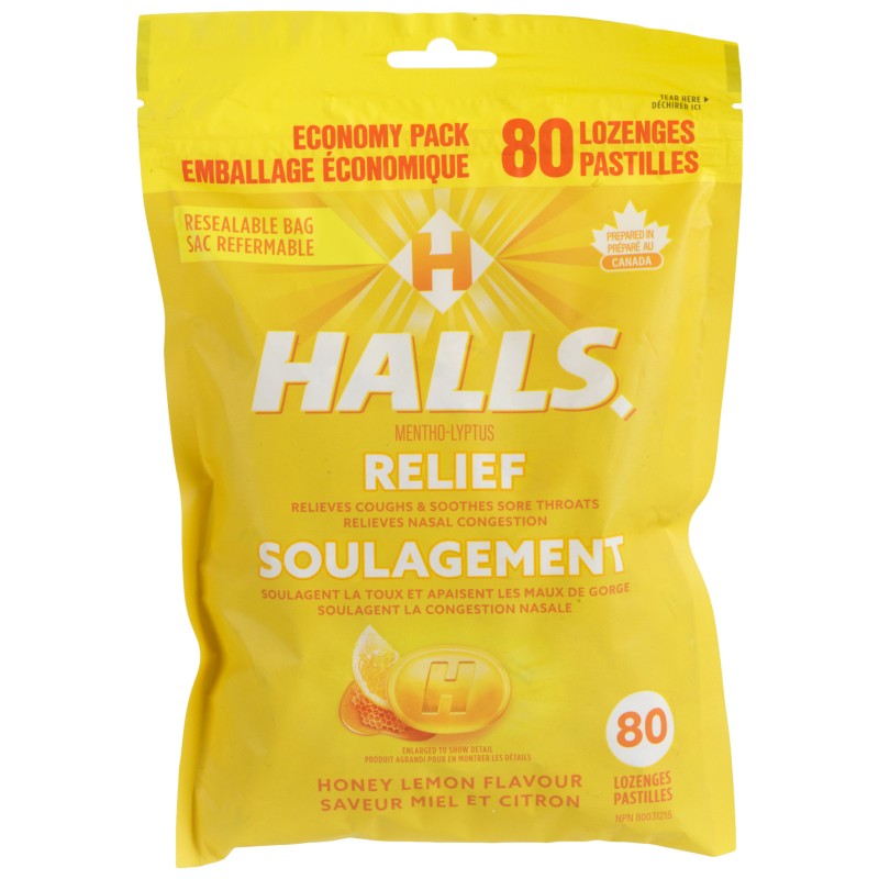 HALLS Relief Honey Lemon Cough Drops - 80's