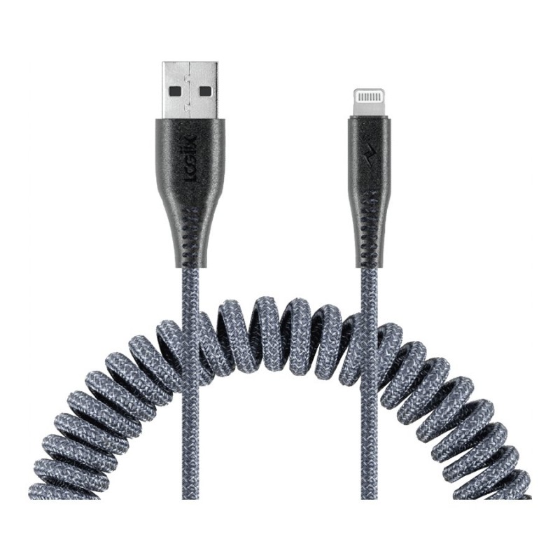 LOGiiX Piston Connect Coil USB-A to Lightning Cable - Graphite Grey - 1.8m