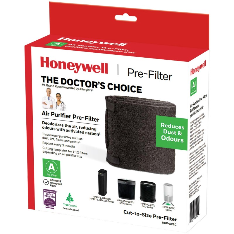 Honeywell Household Gas &amp; Odour Reducing Activated Carbon Air Purifier Replacement Pre-Filter A - HRF-AP1C