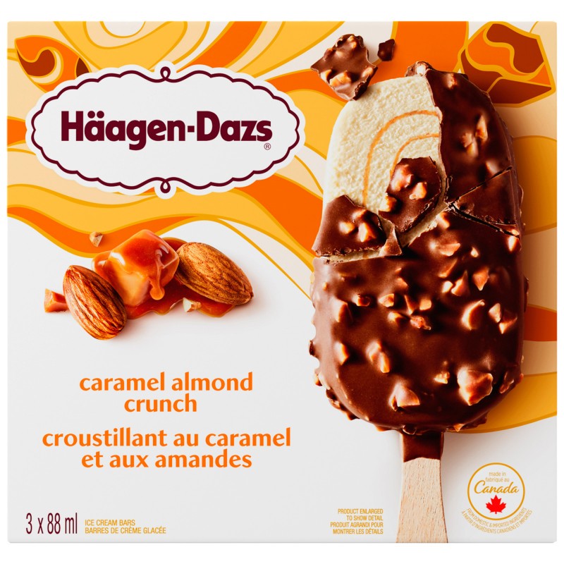 Haagen Dazs Ice Cream Bars - Caramel Almond Crunch - 3 x 88ml