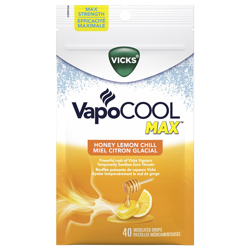Vicks VapoCOOL Max Medicated Drops - Honey Lemon Chill - 40s