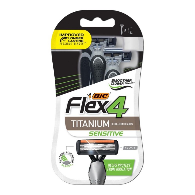 BIC Flex 4 Men's Disposable Razors - Black/Silver - 3's