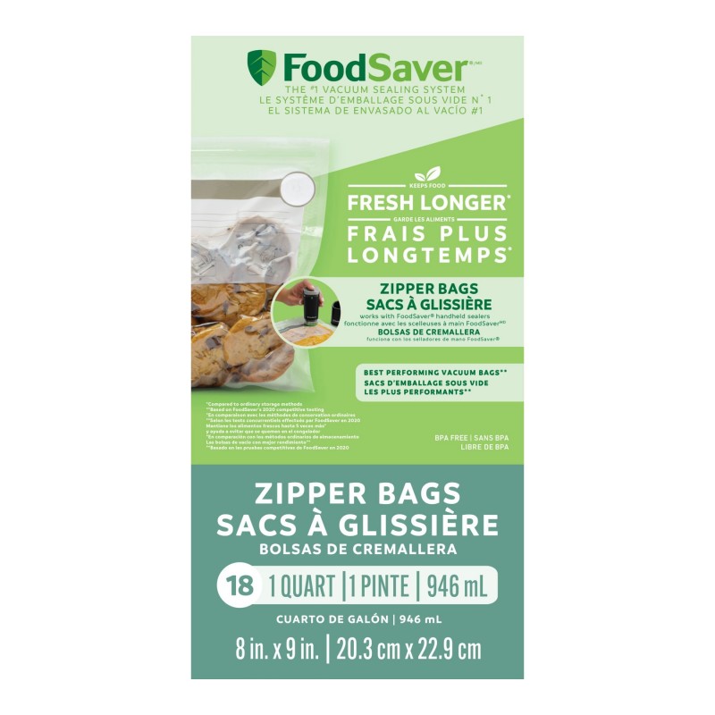FoodSaver Zip Bags for Vacuum Sealer - 18 pack