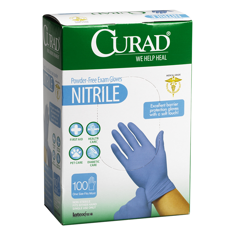 Curad Nitrile Powder Free Exam Gloves - 100's