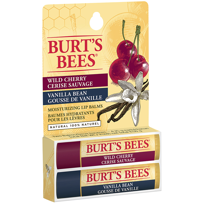 Burt's Bees Moisturizing Lip Balm - Wild Cherry/Vanilla Bean - 2 x 4.25g