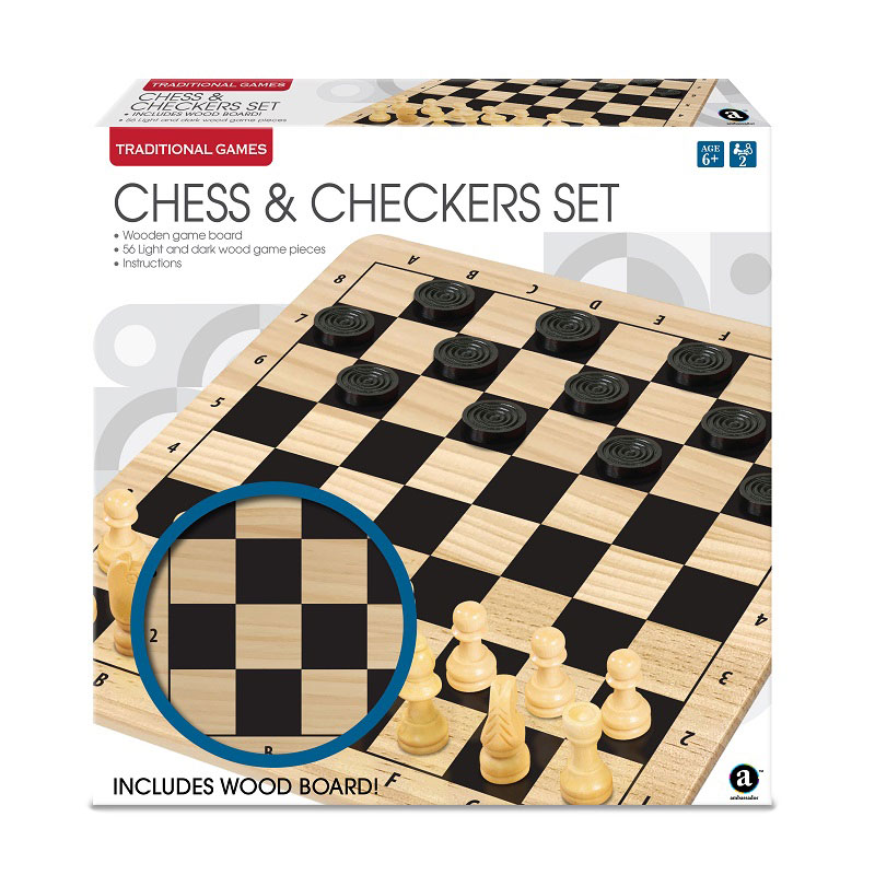 Wood Chess & Checkers Set