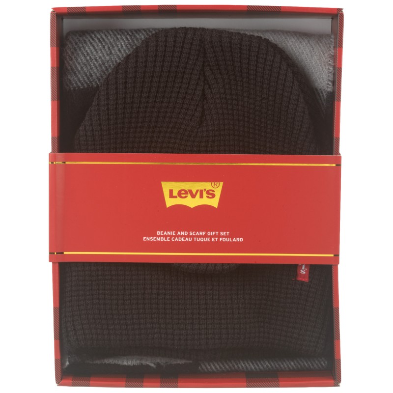 Levi's Beanie and Plaid Scarf Gift Set