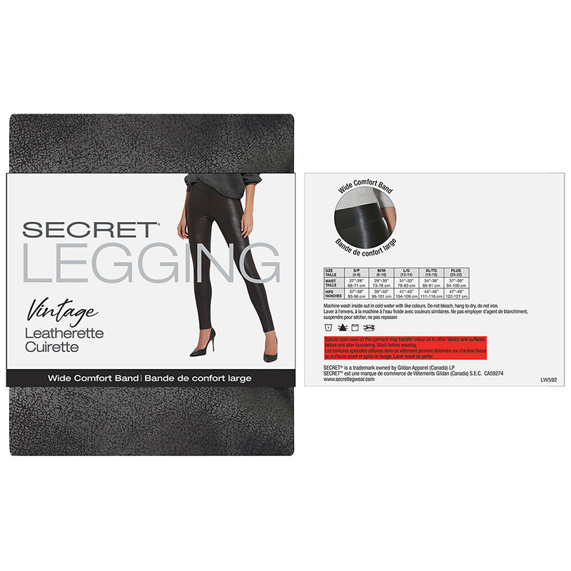 Secret Leatherette Leggings - Black/Grey - Small