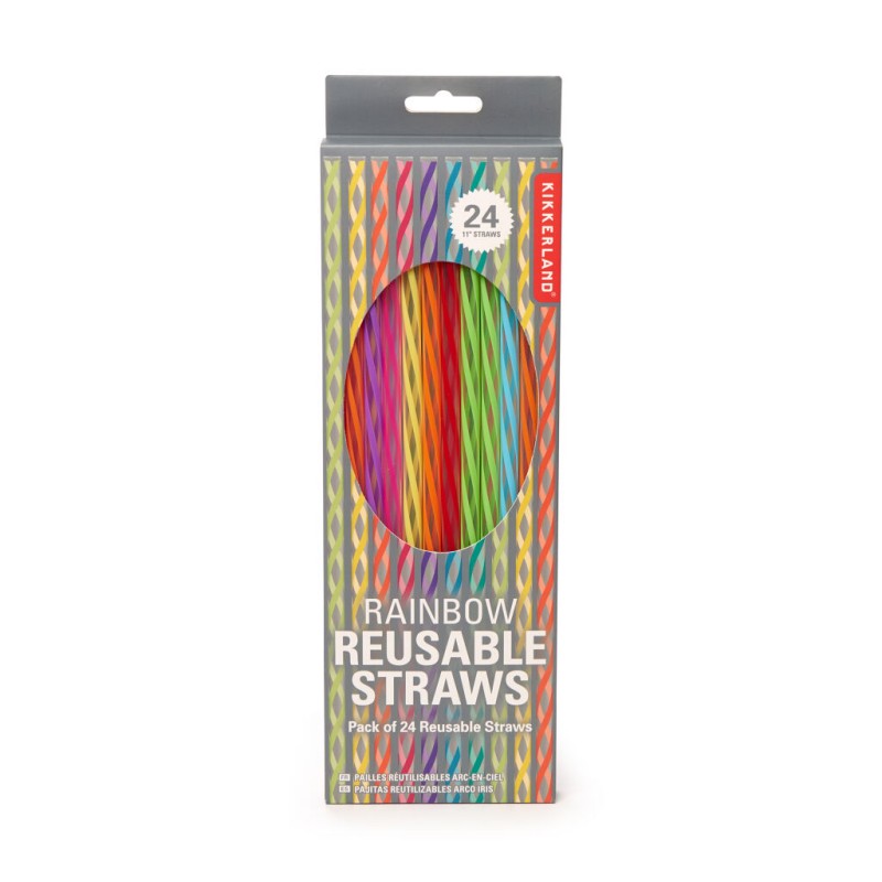 Kikkerland Rainbow Reusable Straws - Pack of 24