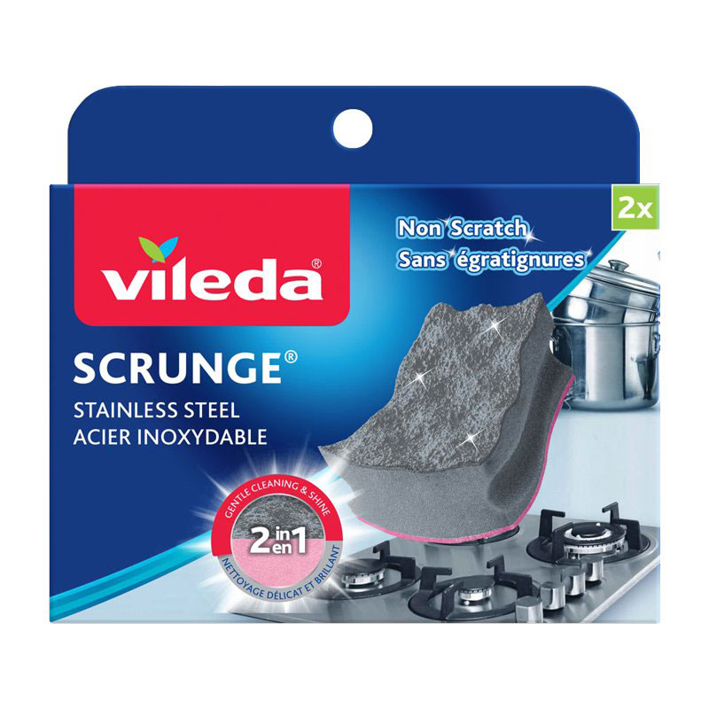 Vileda Scrunge 2 in 1 Stainless Steel Sponge - 2 pack
