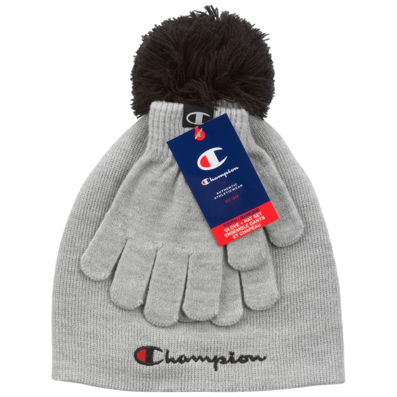 Champion Fizzy Pom Glove + Hat Set - One Size - Medium Grey
