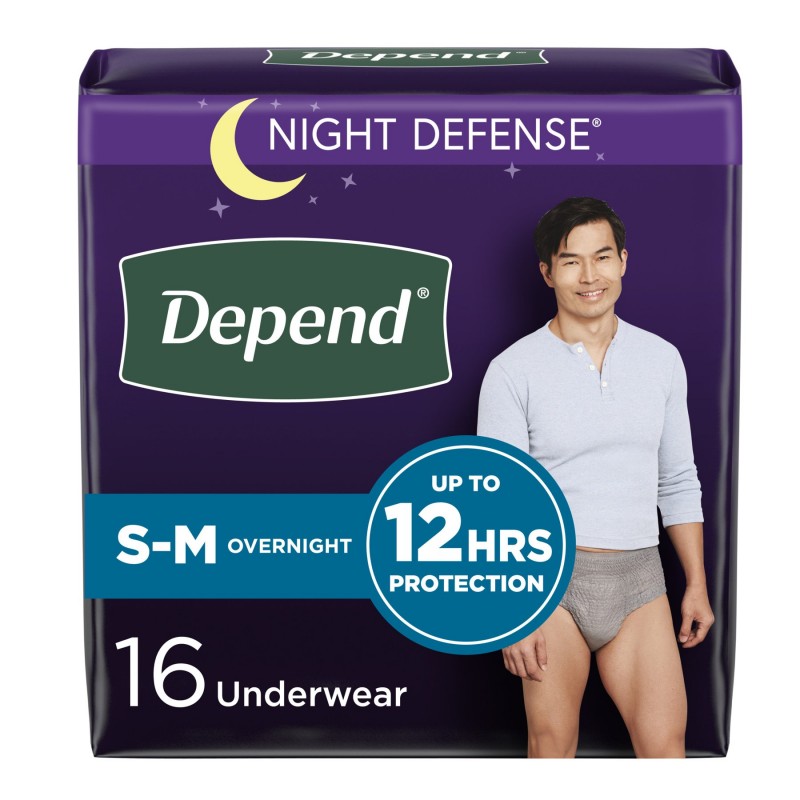 Depend Night Defense Adult Incontinence Underwear for Men - Overnight - S/M  - 16 Count