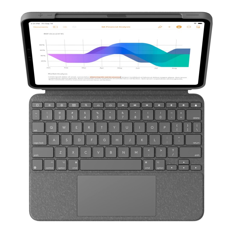 Logitech Combo Touch Ipad Pro 12 Keyboard Case - Oxford grey - 920-010097