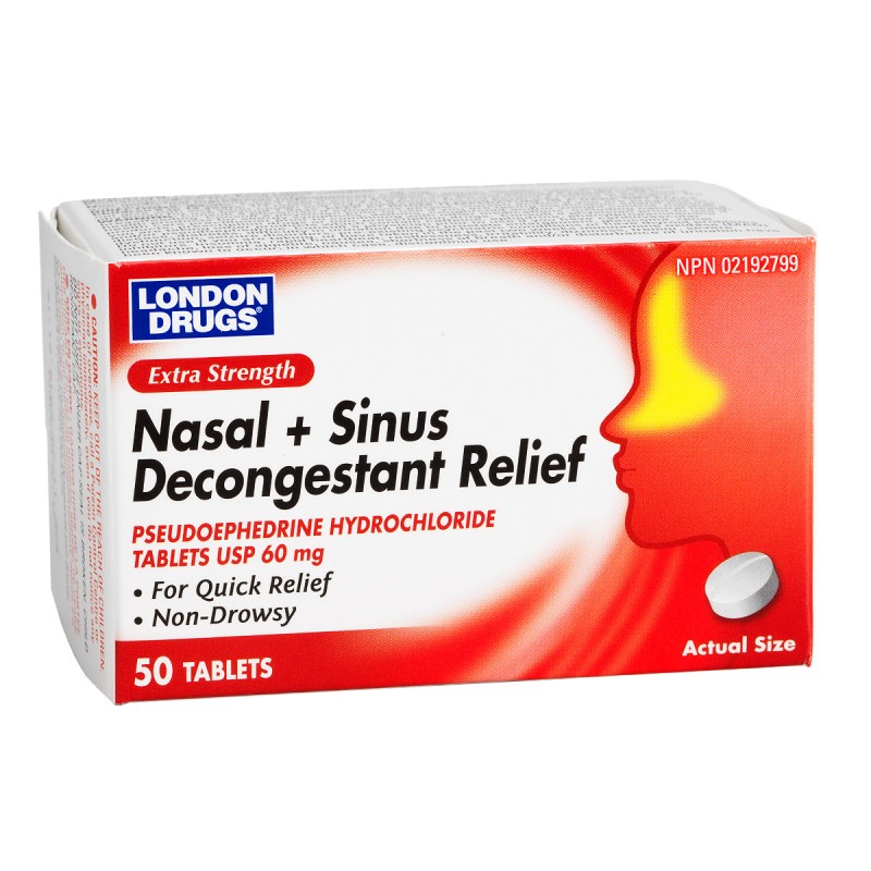 Wellness By London Drugs Extra Strength Nasal Sinus Decongestant Relief 50s 