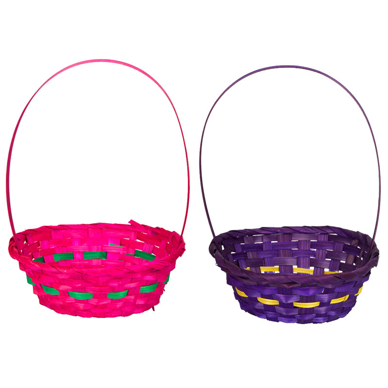 Easter Bamboo Weave Basket - Assorted - 8 Inch