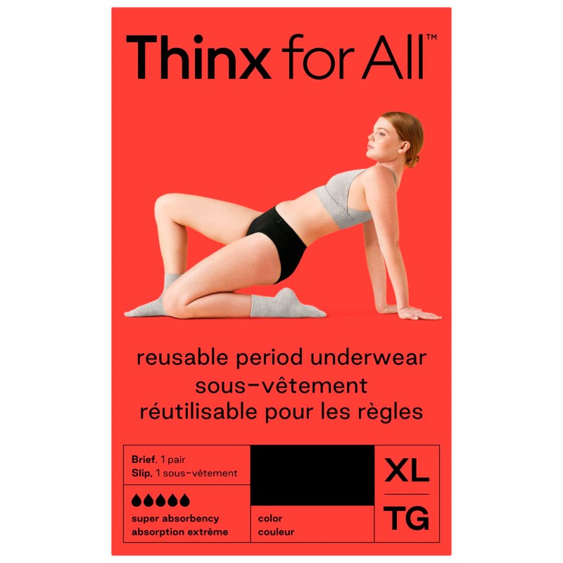 Thinx for All Cotton Brief Incontinence Underwear - Extra Large - Black