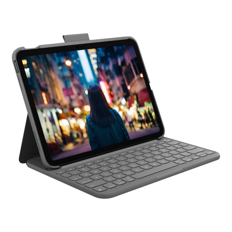 Logitech Slim Folio Keyboard Case for iPad 10th Generation - Oxford Gray - 920-011368