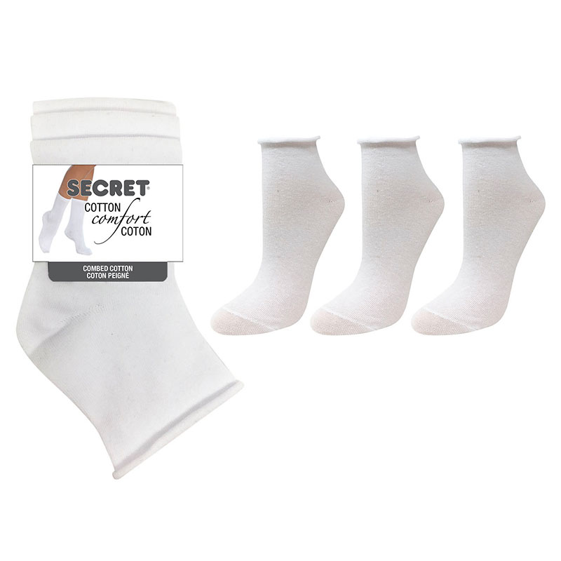 Secret Roll Top Men's Socks - White