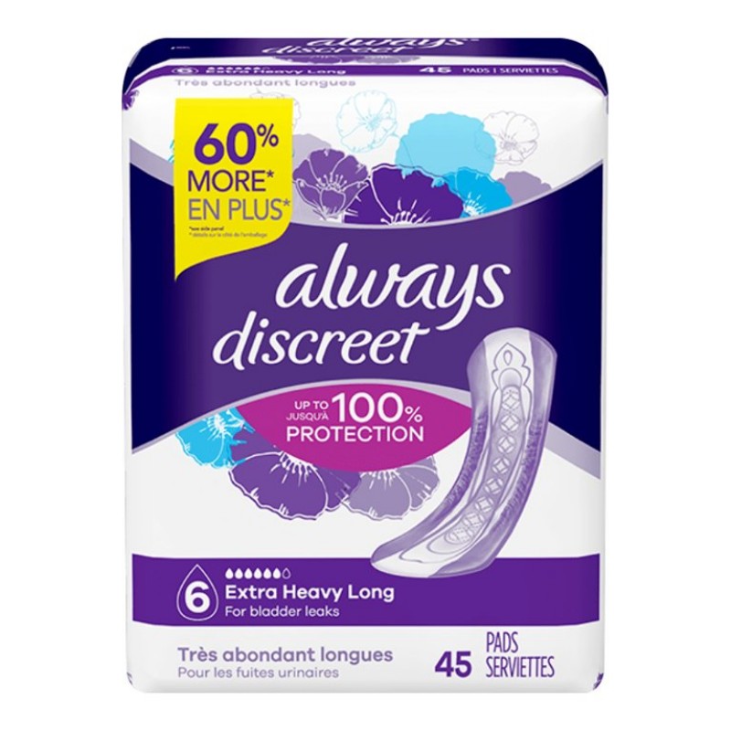Always Discreet Incontinence Pads - Long - Extra Heavy - 45's