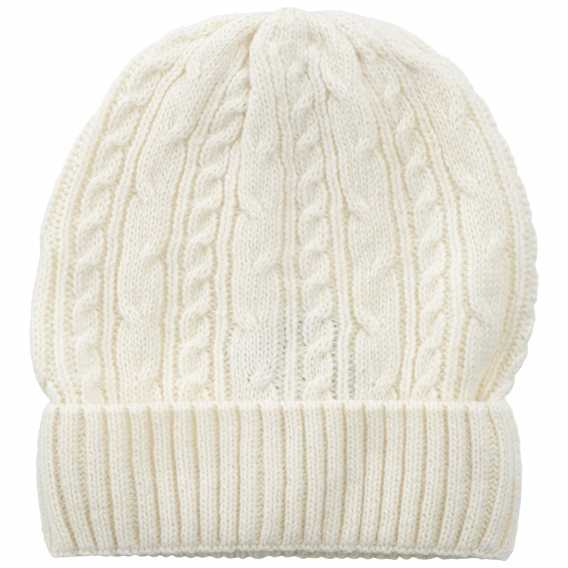 Di Firenze Ladies Cable Knit Beanie - Ivory