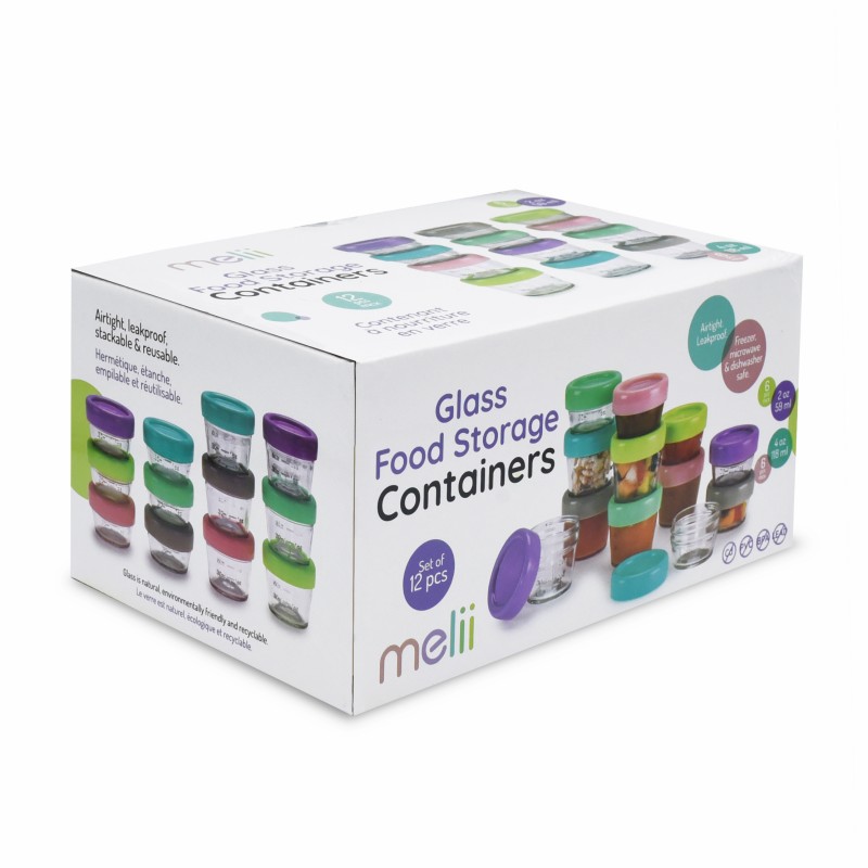 Melii Glass Food Storage Containers - Assorted - 12s