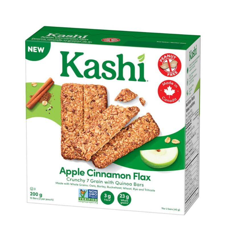 Kashi Crunchy 7 Grain with Quinoa Bars - Apple Cinnamon Flax - 5pk/200g