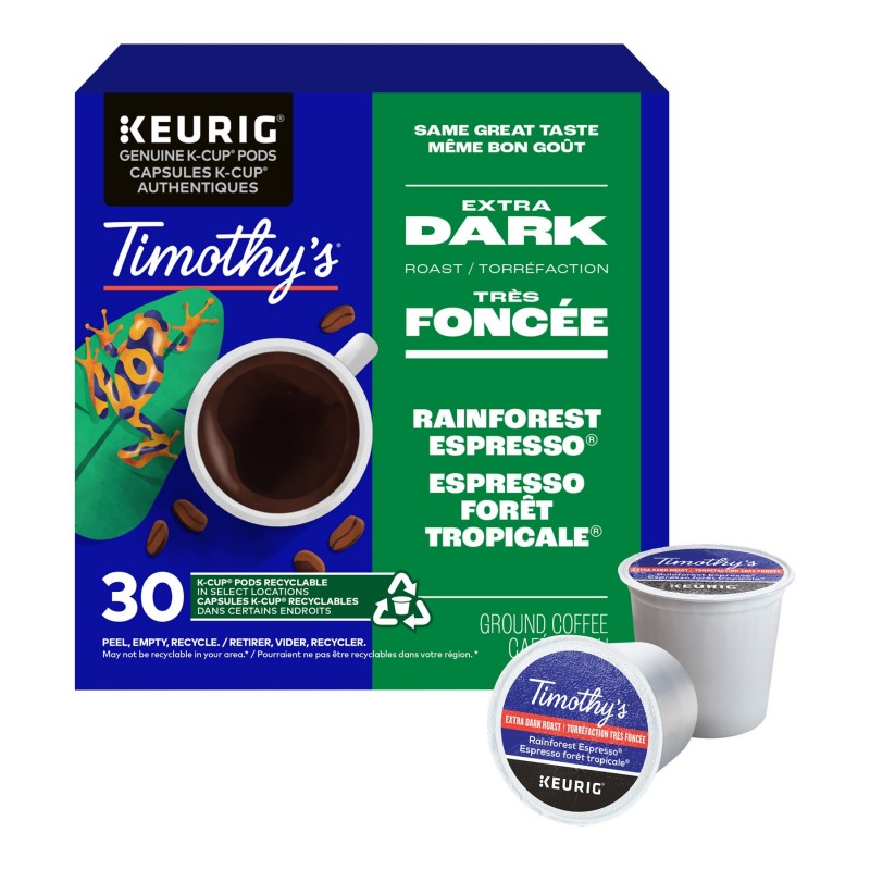 Timothy's Rainforest Espresso K-Cup Coffee Pods - 30's