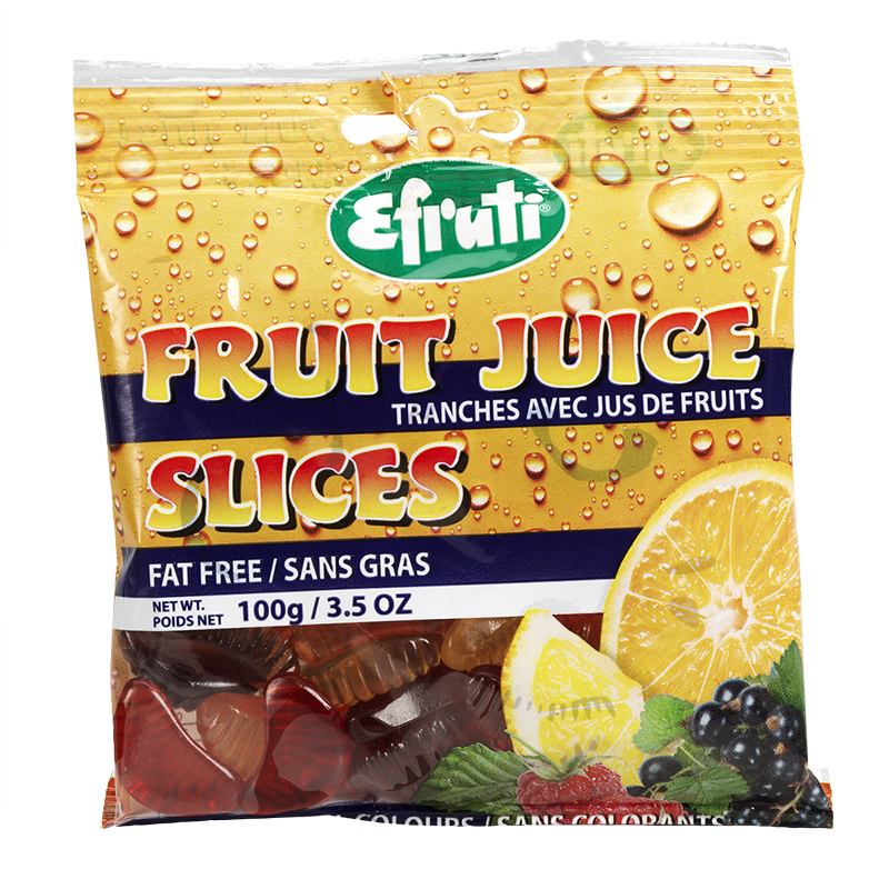 Efruti Gummi-Sweets Fruit Juice Slices - 100g
