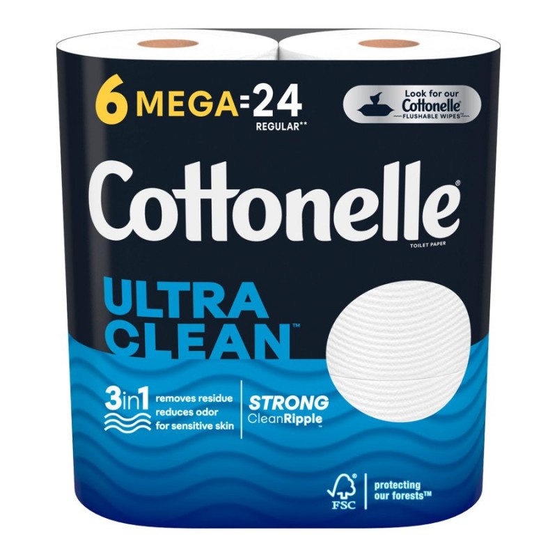 Cottonelle Ultra Clean Toilet Paper - 6 Mega Rolls